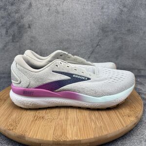 Brooks Ghost 16 Running Shoes Womens Size 8 White Pink Purple Athletic Cushion